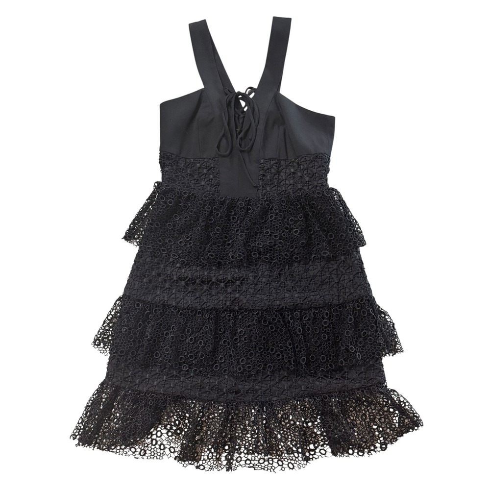 Gianni Bini Black Lace Tiered Mini Dress Size 2 Cocktail Party Romantic Feminine